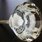 Large faceted clear glass door knob, 60 mm