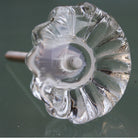 Set of 2 small clear glass flower door knobs, 40 mm