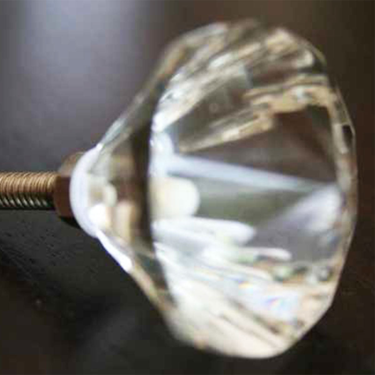 Set of 2 clear glass door knobs with nickel fittings, 35 mm