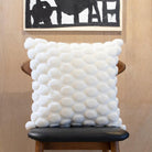 Egg Velvet Cushion in white by Ceannis, 50 x 50 cm, eggshell-pattern front with cotton velvet back