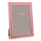 Enamel frame in coral by Addison Ross, 4 x 6 or 5 x 7 inch, silver plate with grey velvet back