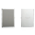 Enamel travel frame double, silver plate and chiffon grey enamel, holds two 2 x 3 inch portraits