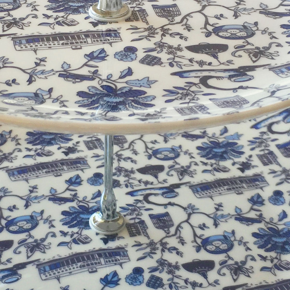 Faux Hong Kong Toile Series Cake Stand Blue - Faux, INSIDE Hong Kong
