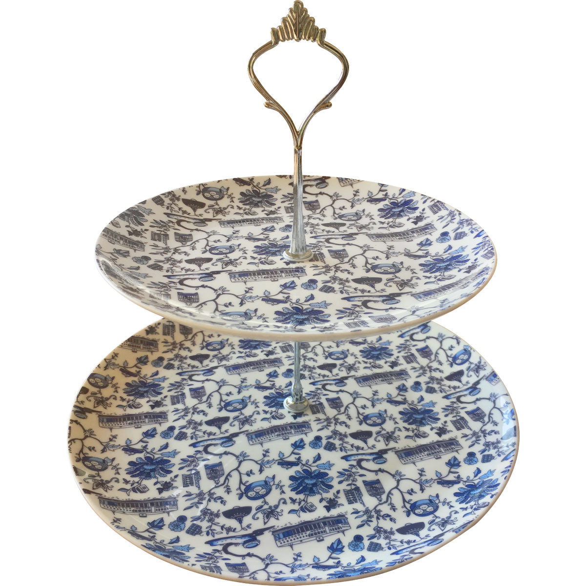 Faux Hong Kong Toile Series Cake Stand Blue - Faux, INSIDE Hong Kong