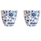 Hong Kong Toile fine bone china East-meets-West cups in blue by Faux, set of two, 8 cm