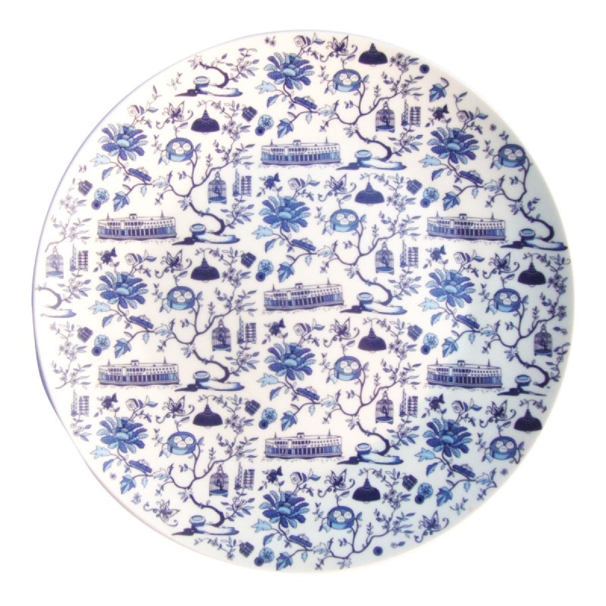 Faux Hong Kong Toile Series Plate Blue - Faux, INSIDE Hong Kong