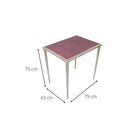Red faux shagreen side table, powder coated steel frame, lifestyle shot