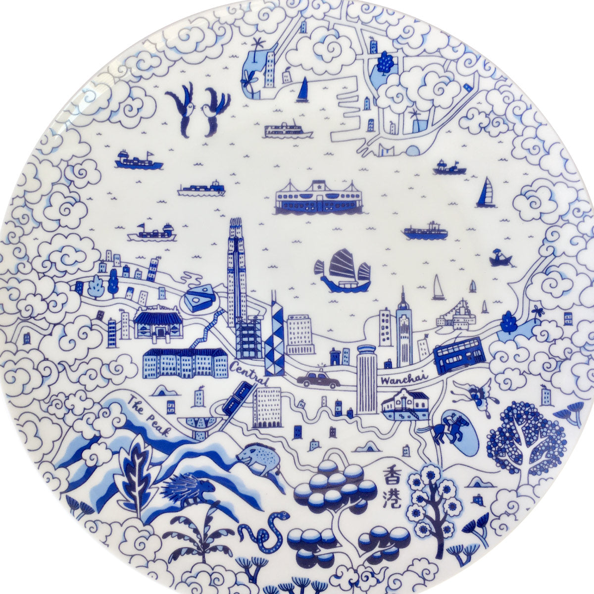 Faux Willow Series HK  8'' Plate Blue set of 4 - Faux, INSIDE Hong Kong