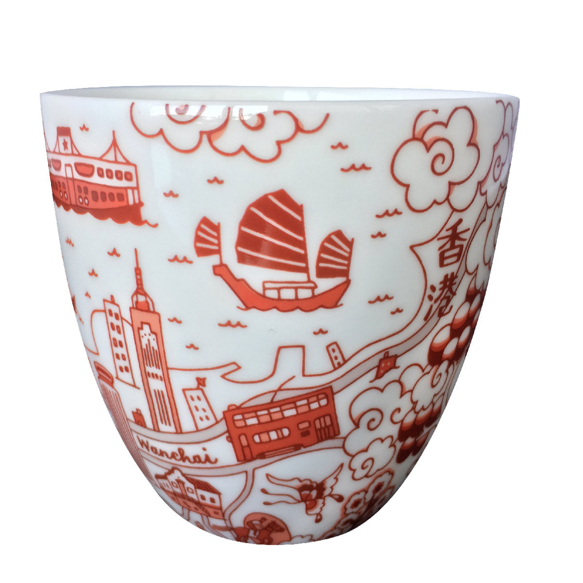 Faux Willow Series HK Chinese Tea Cup Red set/2 - Faux, INSIDE Hong Kong