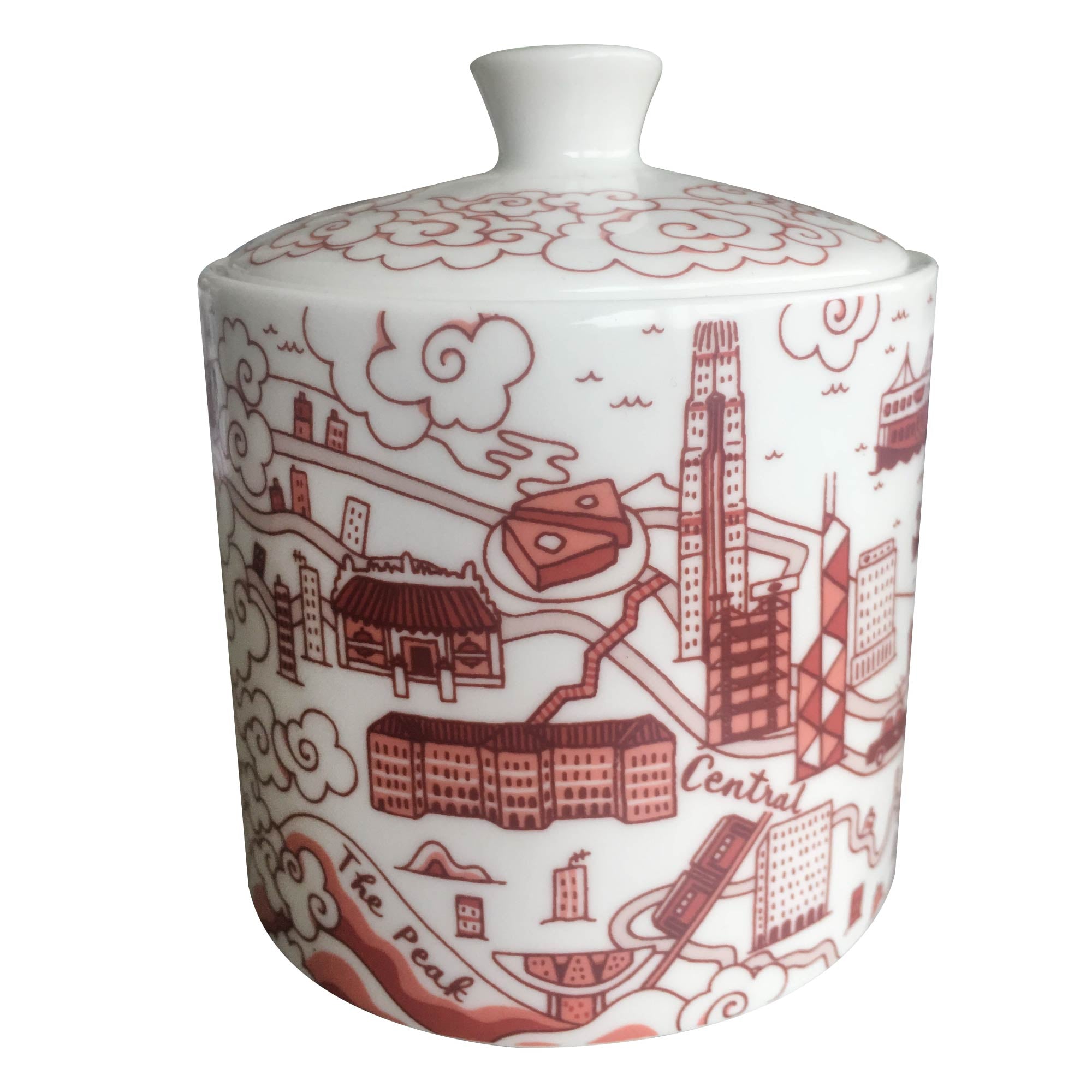 Faux Willow Series HK  Sugar Bowl With Lid Red - Faux, INSIDE Hong Kong