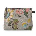 Flower Linen wash bag in grey with a zip