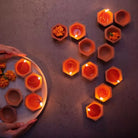 Set of 24 handmade terracotta diyas with cotton wicks, Diwali oil lamps, detail