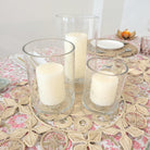 Glass hurricane lamps, set of three for atmospheric indoor or outdoor lighting