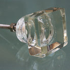 Set of 2 large square clear glass door knobs, 34 mm
