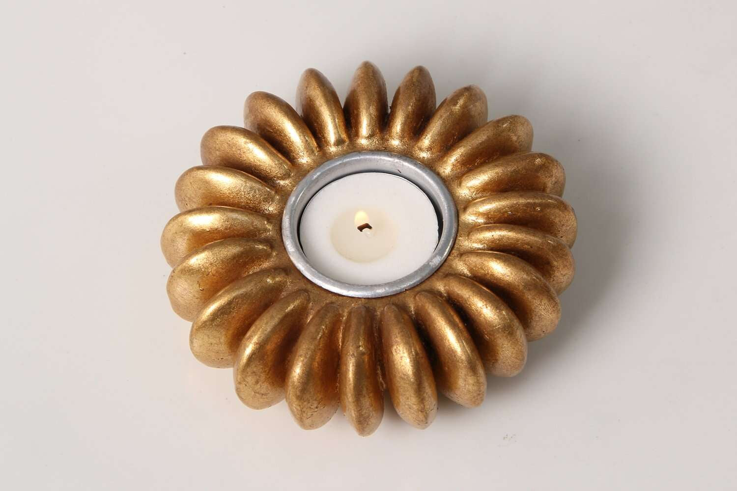 Seed tea light holder in gold, resin cast from a sandbox seed pod, Forwood Design