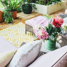 Gooseberry green Iris rug by Weaver Green, flat woven from recycled plastic bottles, 180 x 120 cm