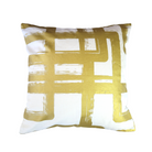 Graphic Brush Linen cushion in gold and white by Ceannis, 50 x 50 cm