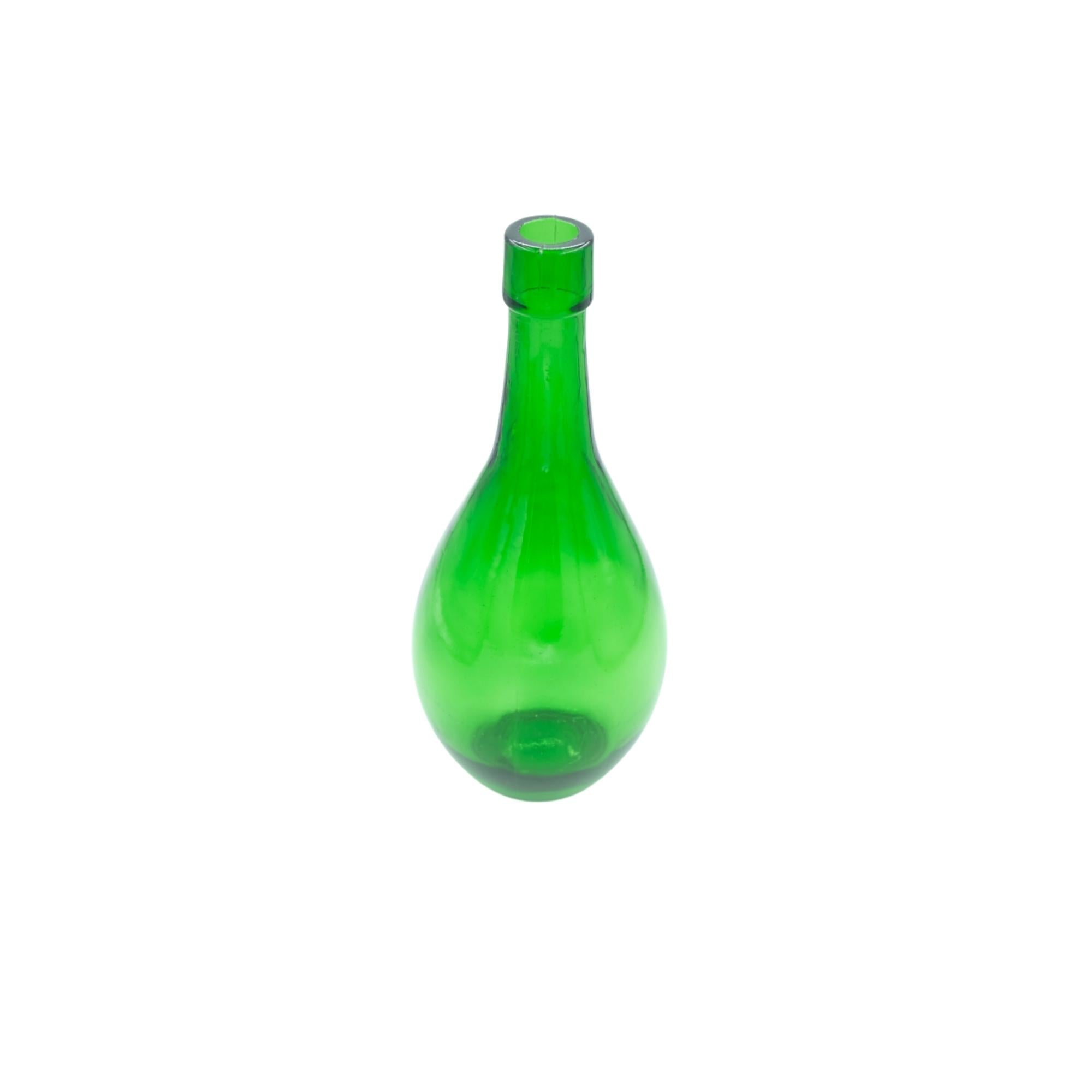 Green glass bottle, vintage European glass, All'origine