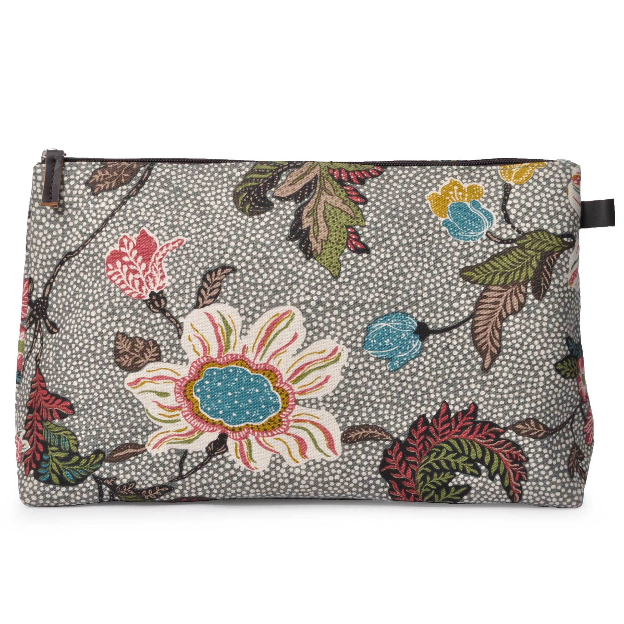 Grey Flower Linen cosmetic bag, Ceannis