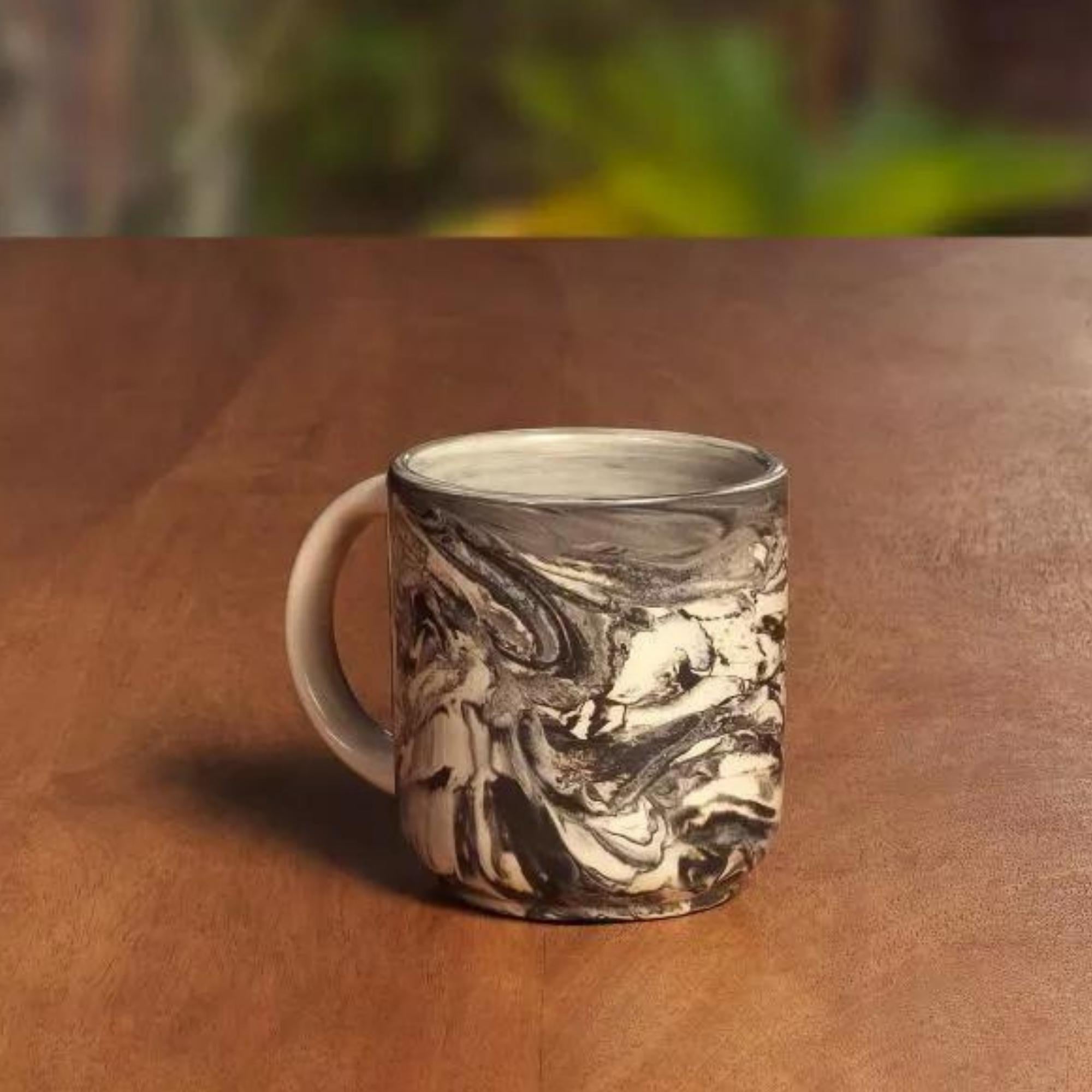 Hand-marbled carbon ceramic mug