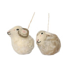 Hand-stitched felt sheep and ram Christmas decorations, set of two, Jaipur