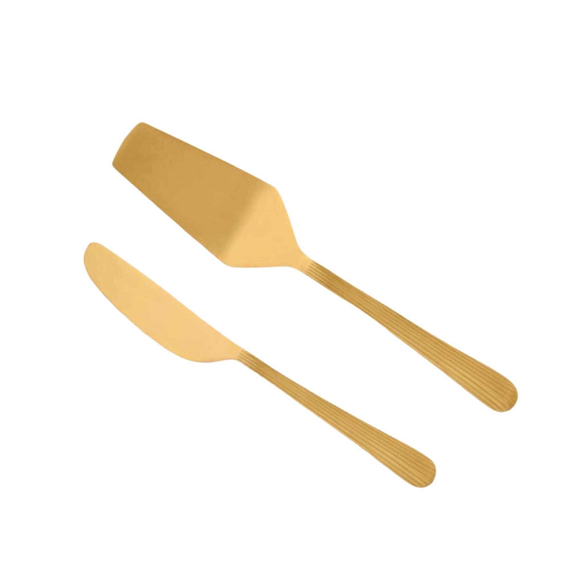 Handcrafted brass cake slice and server set