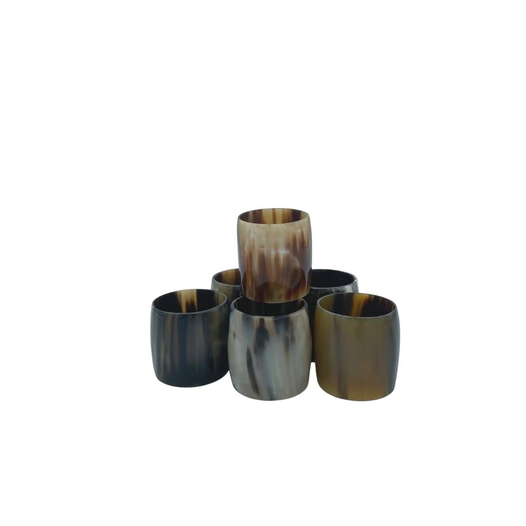 Horn napkin rings styled with linen napkins, set of six, INSIDE