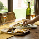 Handcrafted marble and wood chopping board duo