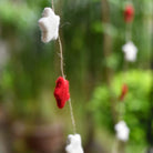 Handmade felt star garland in red and white, 120 cm, festive decoration, Jaipur