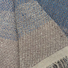 Handwoven silk and linen throw, striped in cappuccino and sesame tones, 130 x 170 cm