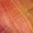 Handwoven silk and linen throw, striped in warm coral red tones, 130 x 170 cm