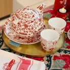 HK Toile teapot in red, fine bone china, 1 litre, Faux