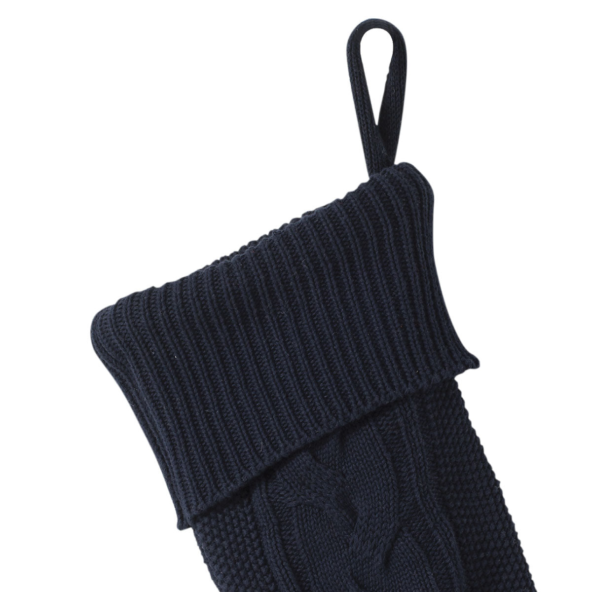 Knitted Stripe christmas Stocking Navy