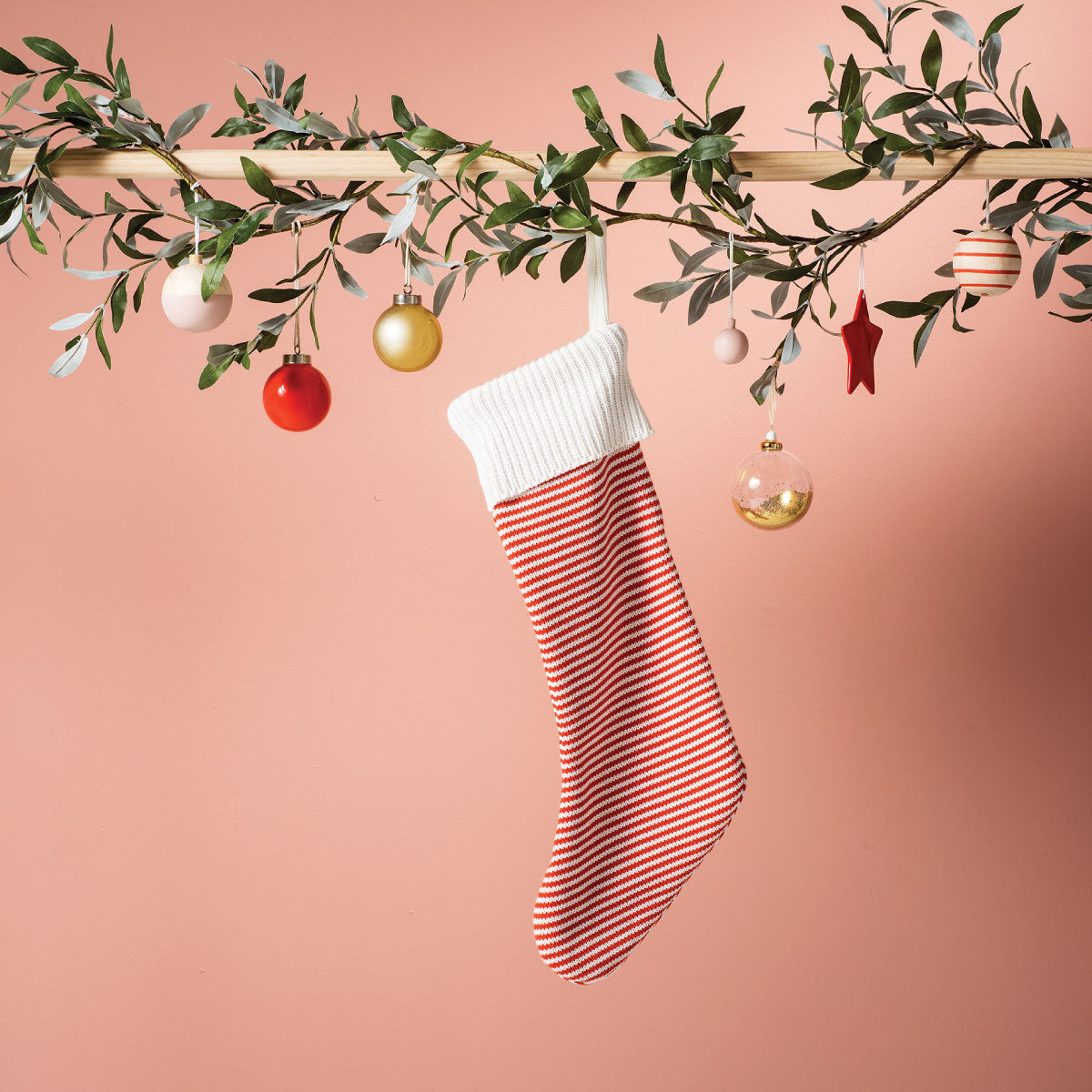 Knitted Stripe christmas Stocking Navy