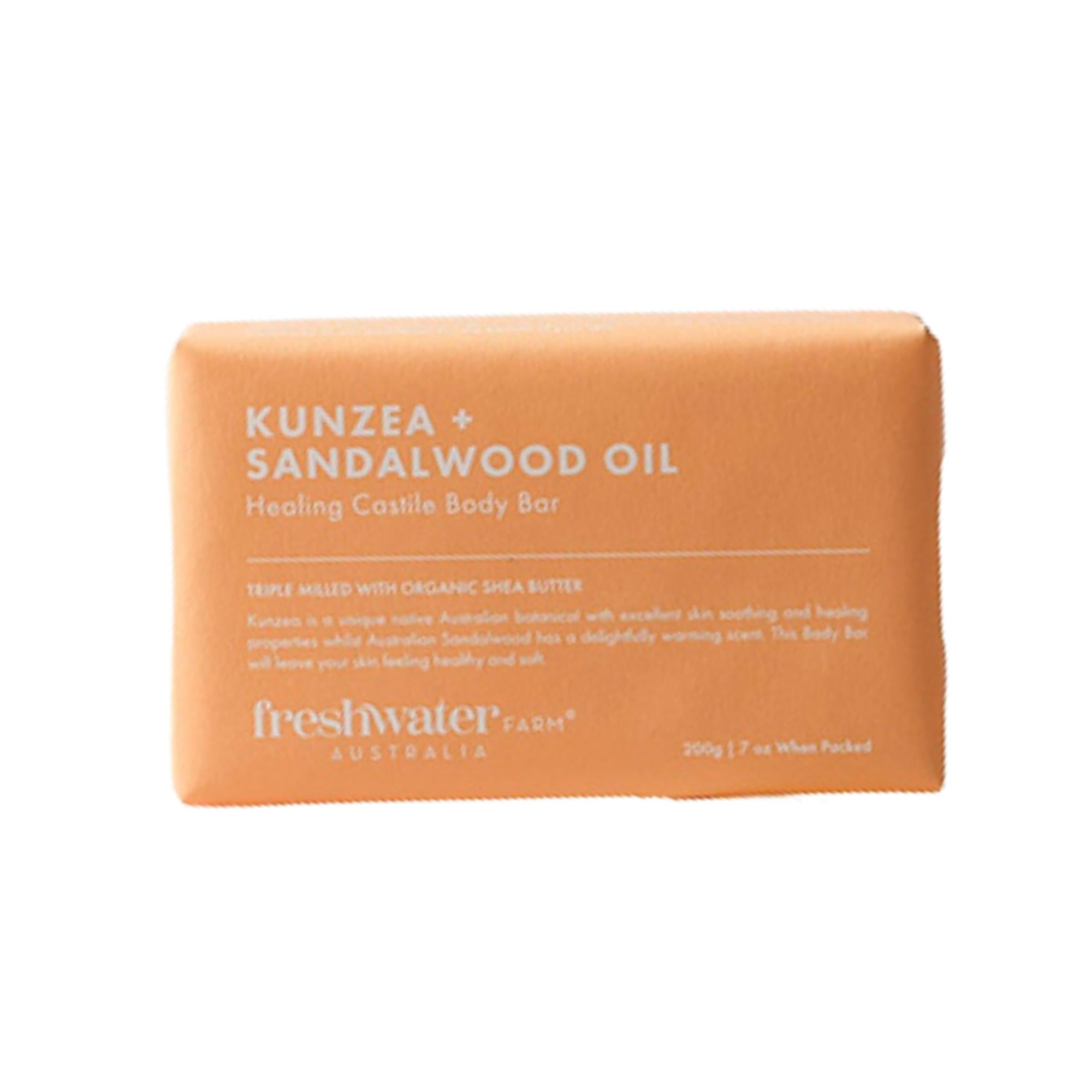 Kunzea and Sandalwood body bar, 200g, French triple milled, vegan friendly