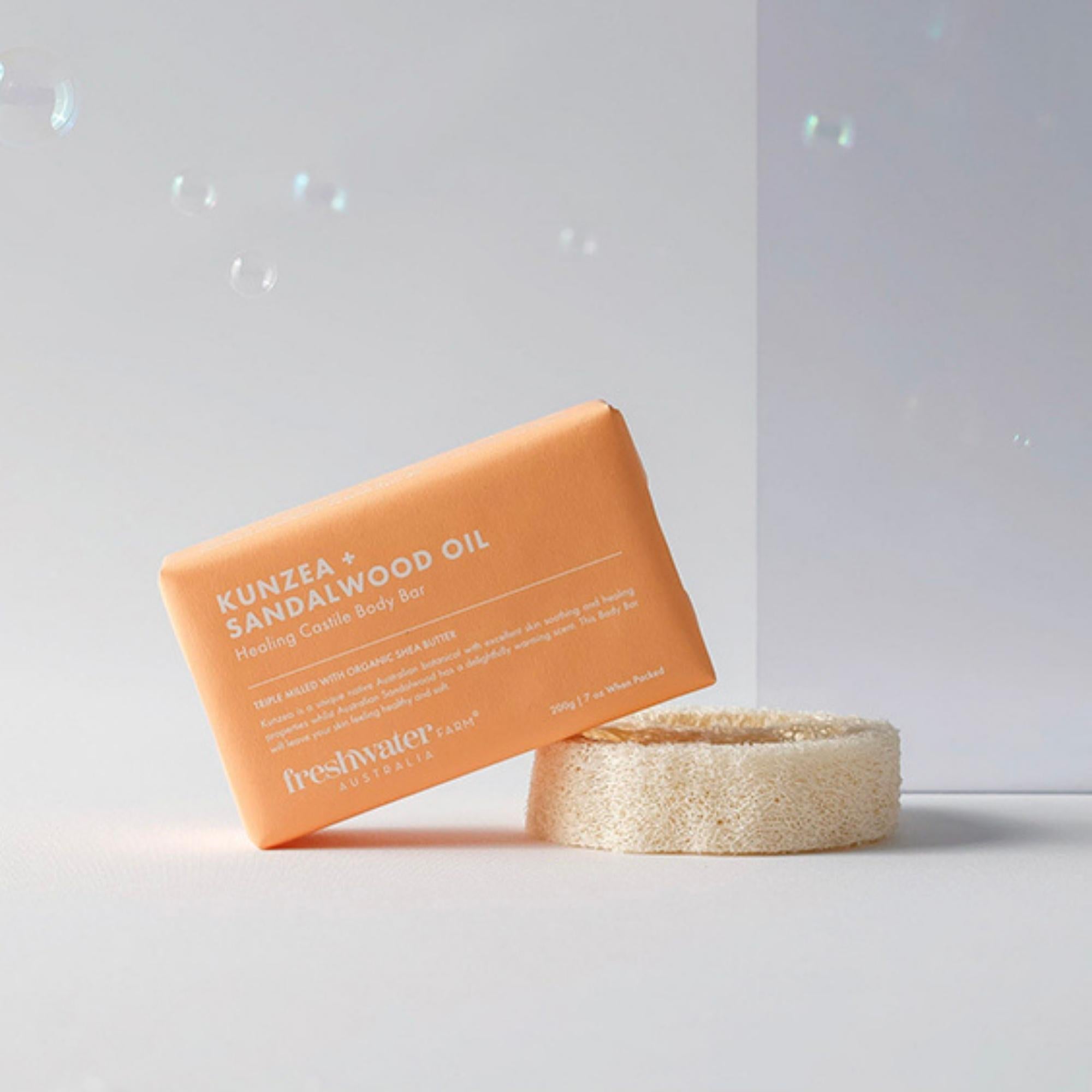 Kunzea and Sandalwood healing body bar, 200g, naturally derived, made in Australia
