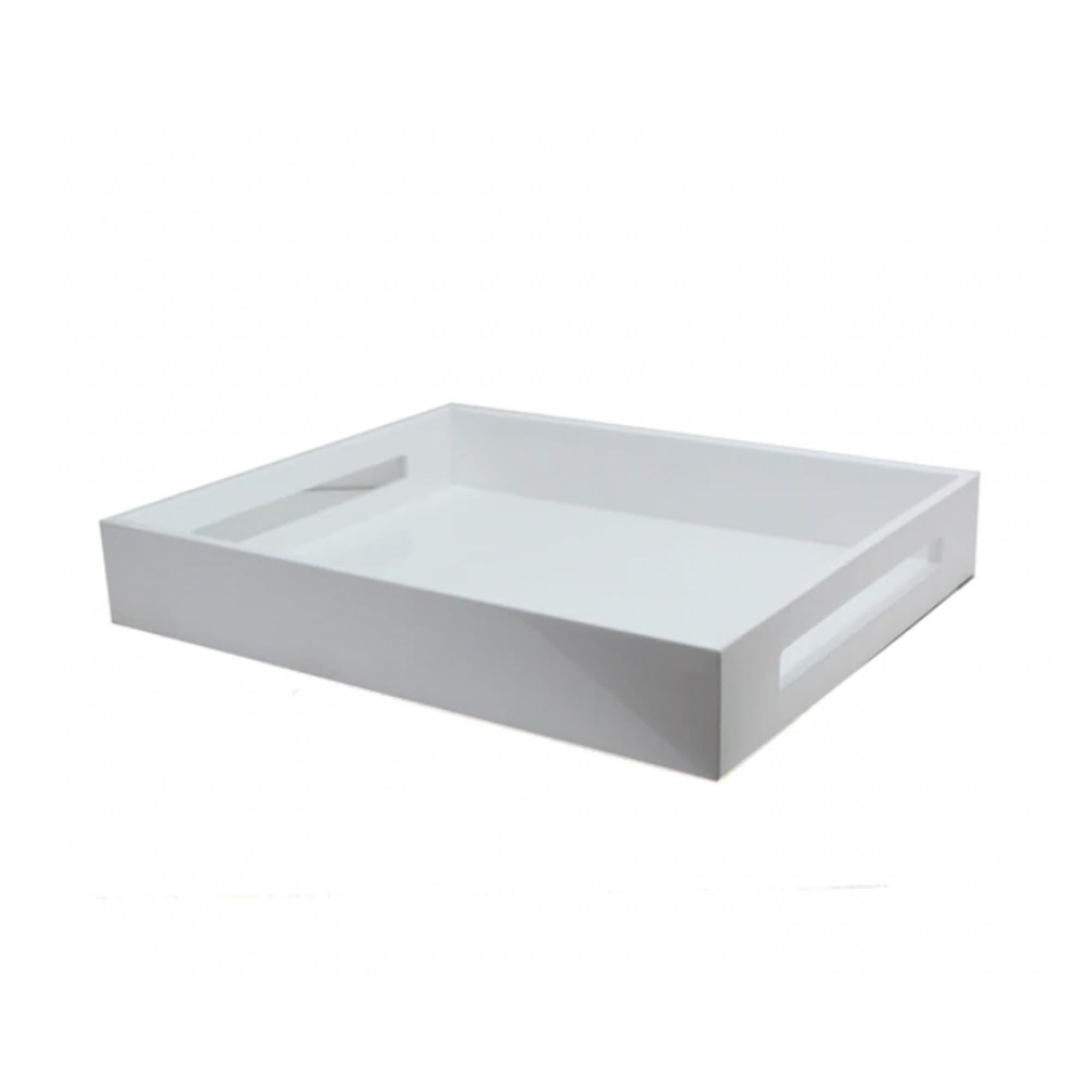 White lacquer serving tray, high-gloss finish, 40.5 x 35.5 cm