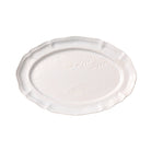 Large oval serving platter in white, leaf and vine pattern, ceramic, 49 x 32 cm