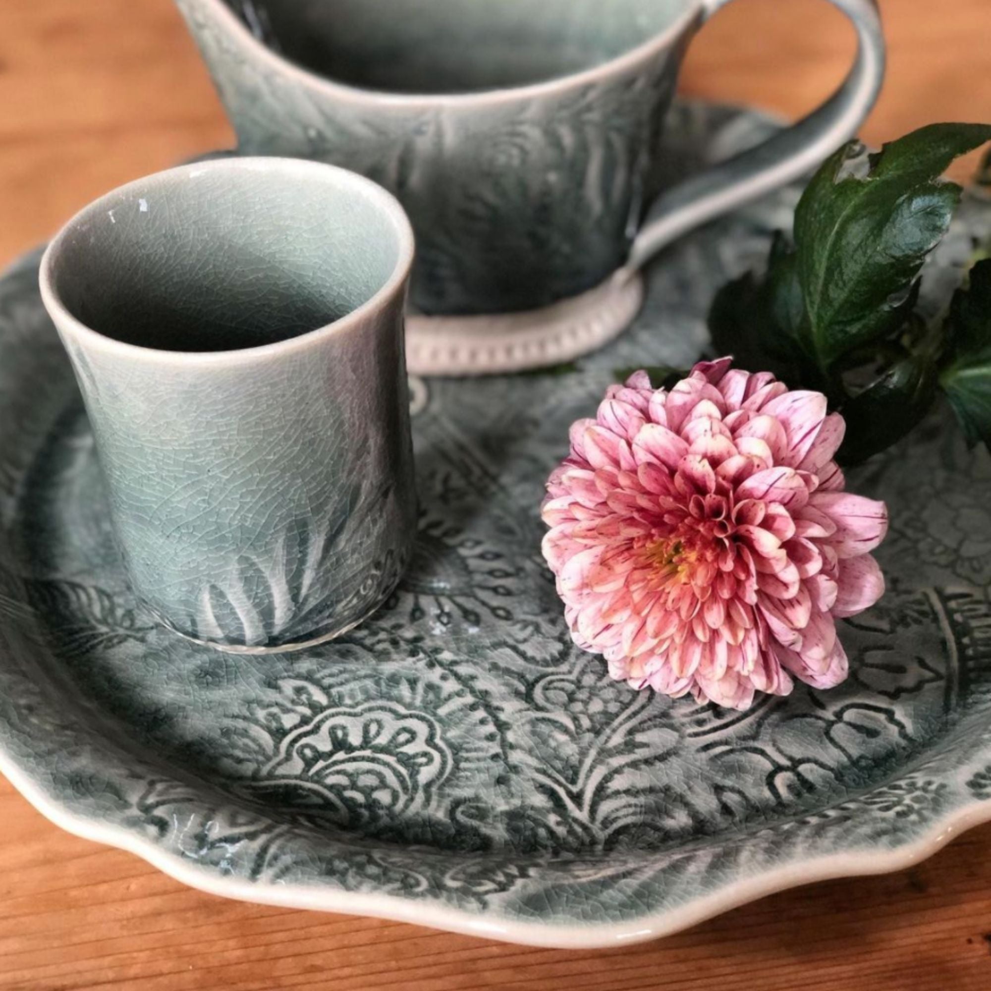 Antique latte cup, ceramic, styled
