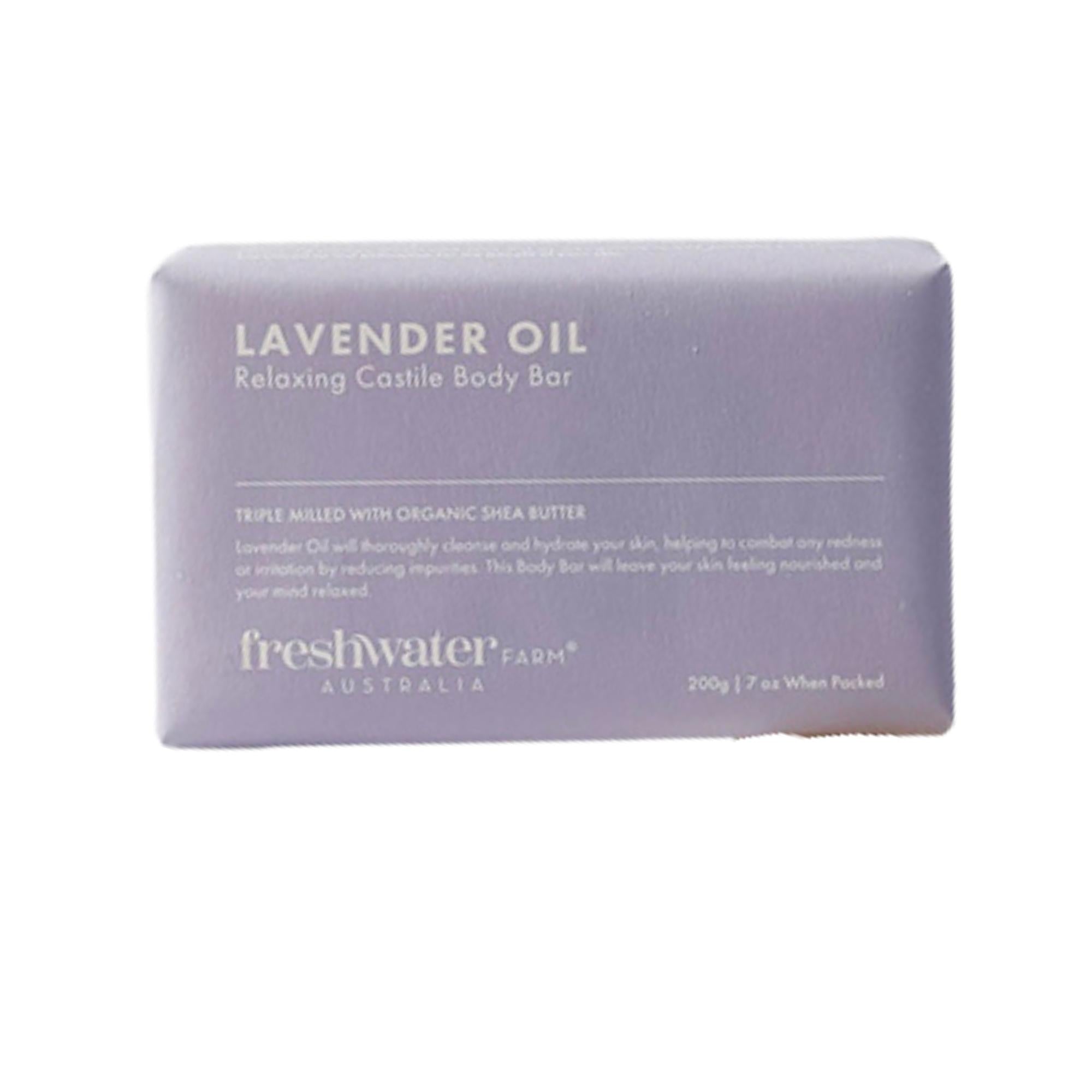 Lavender Oil relaxing body bar, 200g, naturally derived, made in Australia