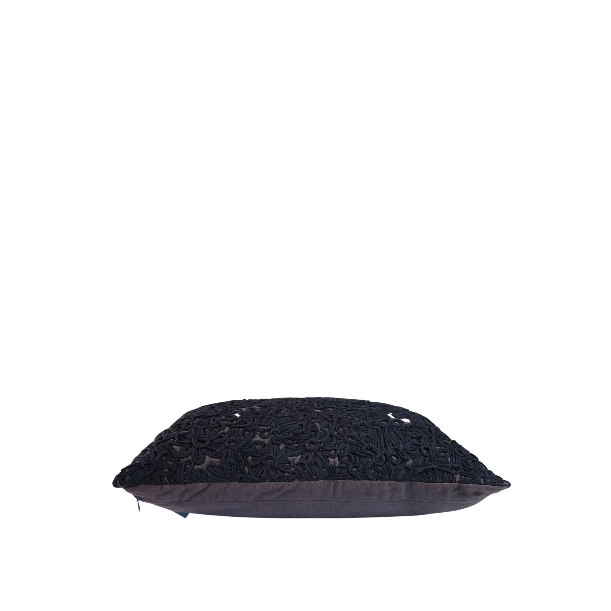 Black embroidered Lyda cushion, cotton, detail view