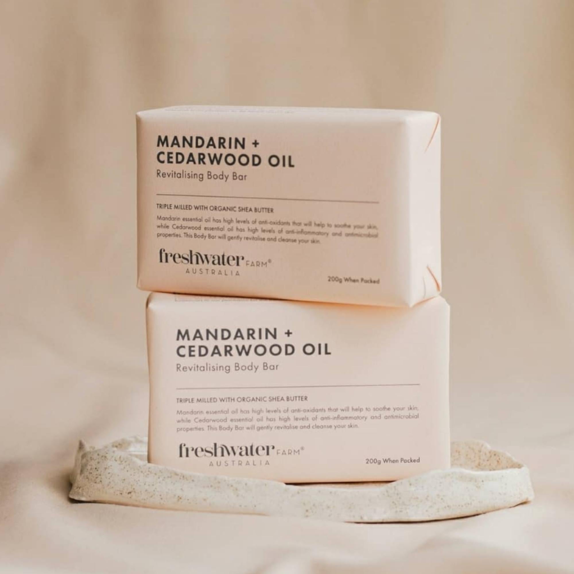 Mandarin and Cedarwood oil body bar, 200g, naturally derived, made in Australia