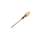 Brass dessert fork with gold finish, handcrafted, detail view