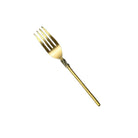 Brass table fork with gold matte finish, handcrafted, detail view