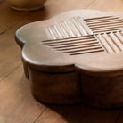 Mango wood masala spice box, seven compartments, hand-carved, detail view