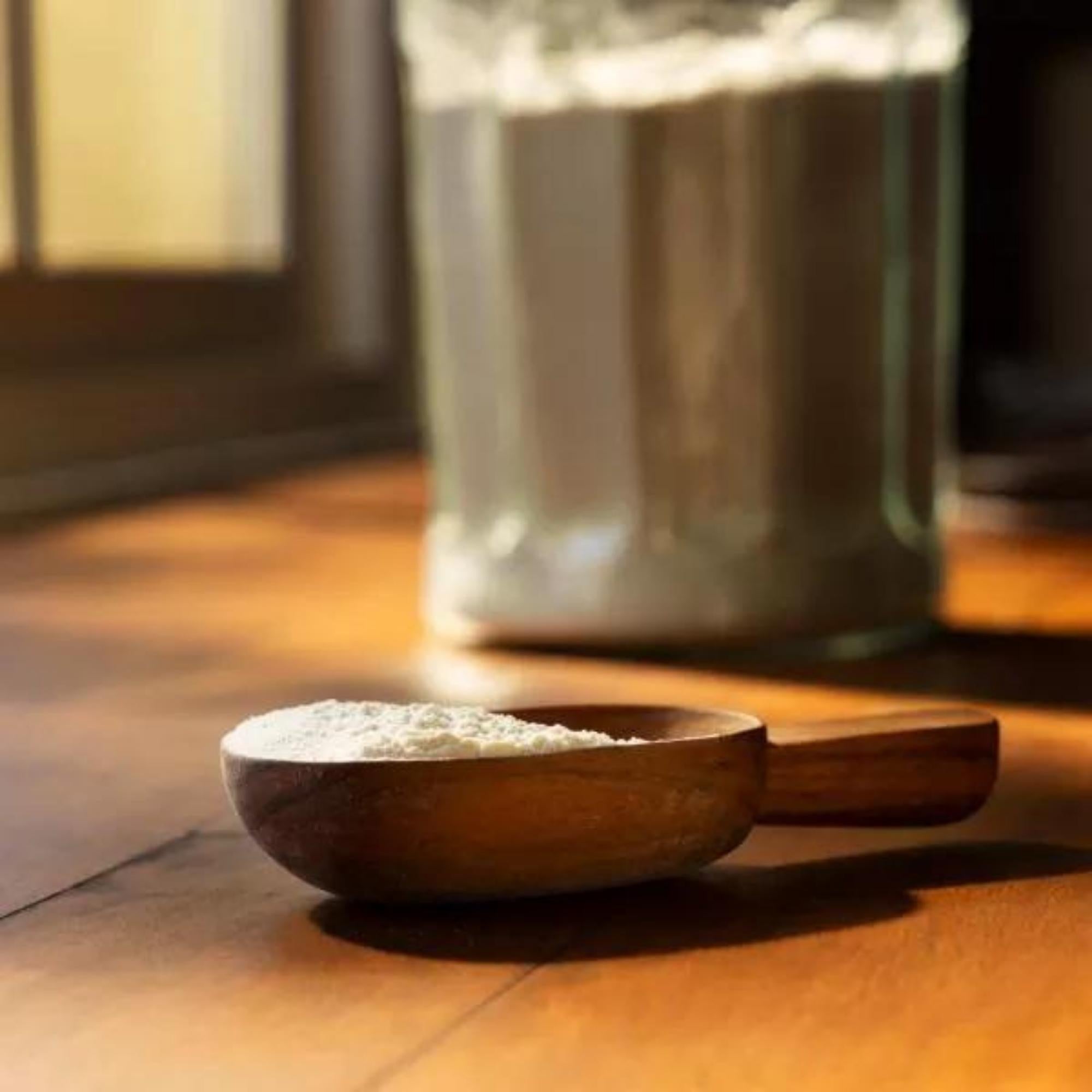 Medium teak wood kitchen scoop, handcrafted natural wood