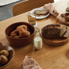 Eggplant Milu ceramic serving bowl, natural finish, detail view