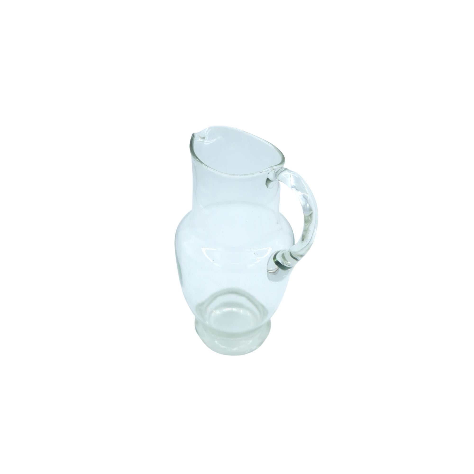 Mouth-blown clear glass carafe, mid-century