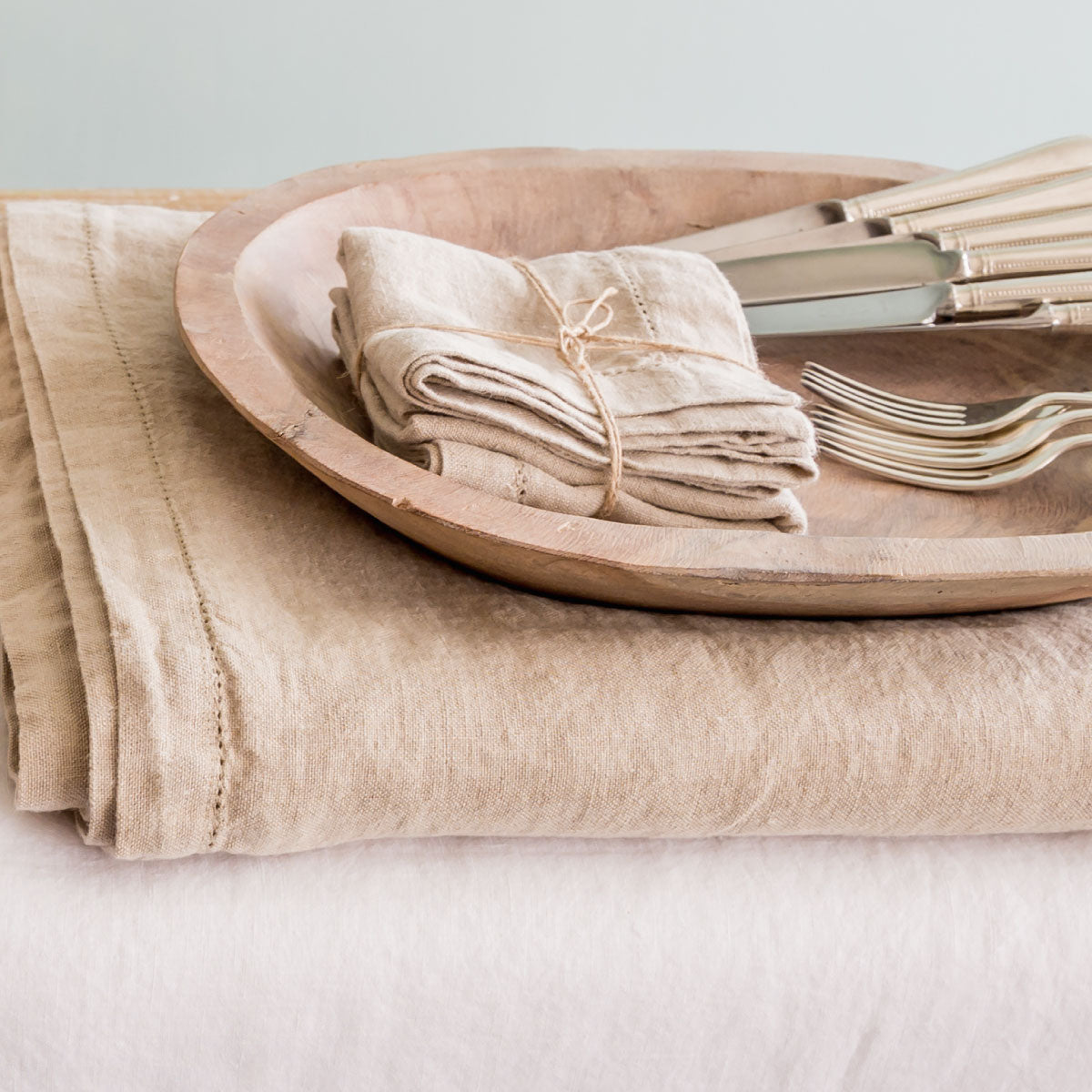 Napkins Plain Hemstitch Natural set of 2