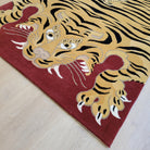 Tiger rug in pure wool, hand knotted in Nepal, Tibetan design, detail view